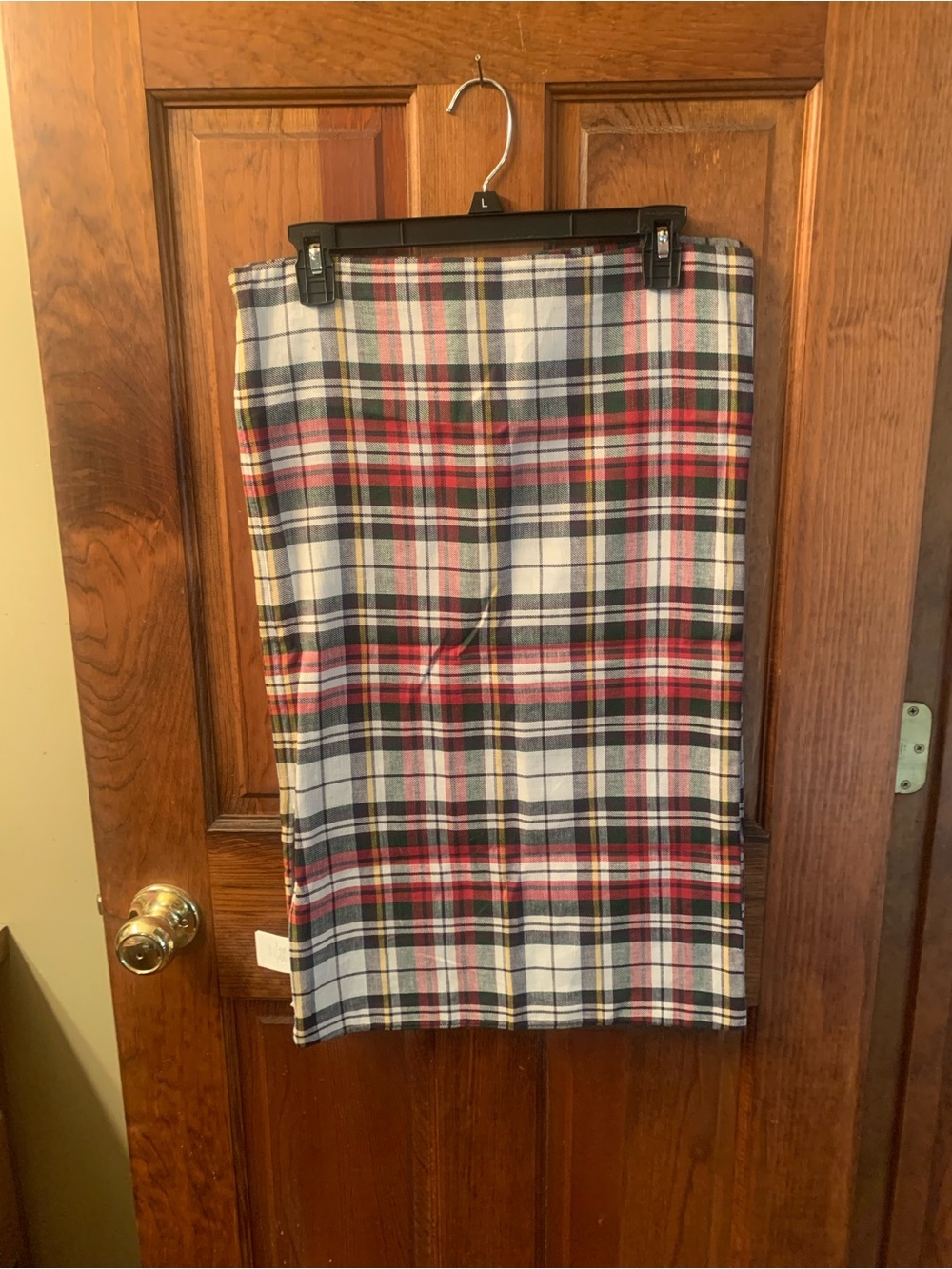 2 POTTERY BARN plaid LUMBAR pillow covers, Denver, GREEN, BLACK, RED and WHITE.